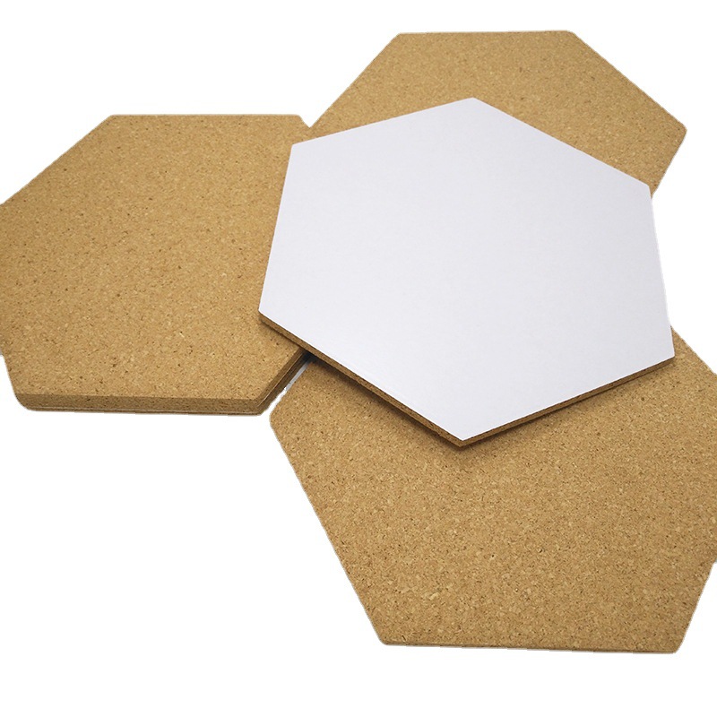 Hexagonal Cork Mat Adhesive Self-adhesive Rectangular Cork Wall Stickers Cross-border Hot Selling Square Cork Message Board