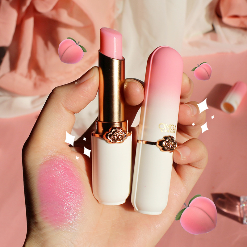 OMGA Color Changing Lipstick Jelly Lipstick Moisturizing Waterproof Moisturizing Cosmetics Temperature Changing Peach Lipstick Cosmetic Wholesale
