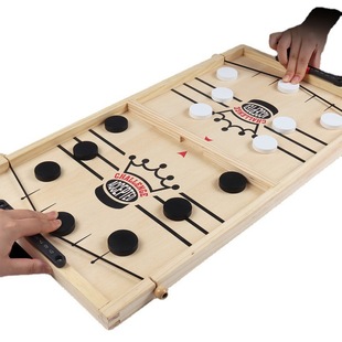 Wooden bounce chess two-in-one table game two-person battle toy parent-child interactive table game large catapult chess cross-border