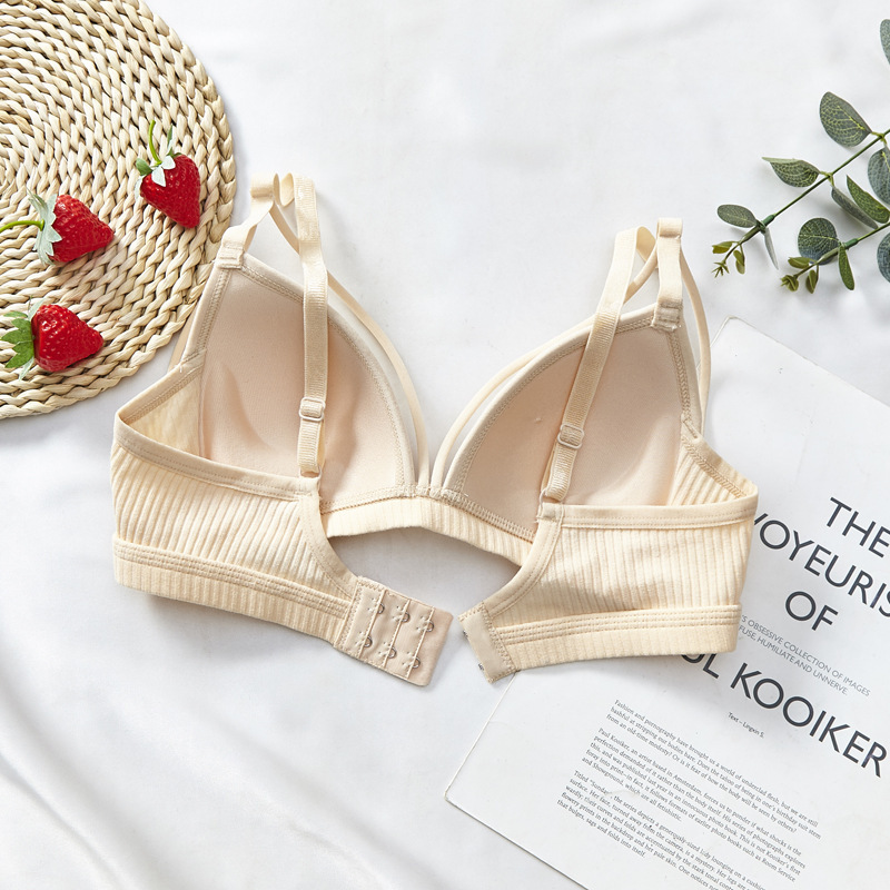 sexy bra thin seamless no steel ring gathered beautiful back women's small chest French triangle cup underwear
