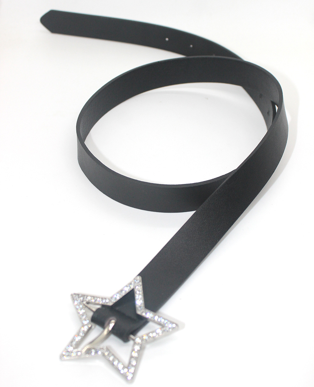 Nowość w stylu Spice Girl Millennium Pink Belt Amerykański styl Metalowa klamra Pięcioramienna gwiazda Pełny pas wiertniczy Pasek na każdy mecz_voghion.com