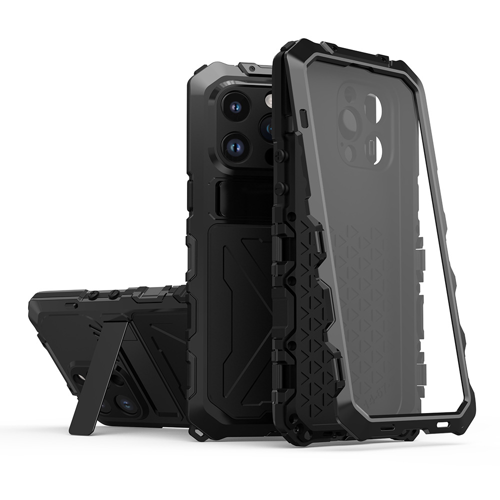 R-JUST蘋果隱形支架三防殼適用iphone14卡扣全包式IP68防水手機殼