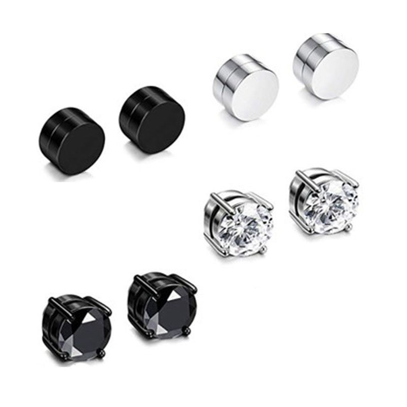 Cross-border supply of magnetic non-perforated ear clip earrings zircon magnet ear nail ear bone nail factory jewelry wholesale