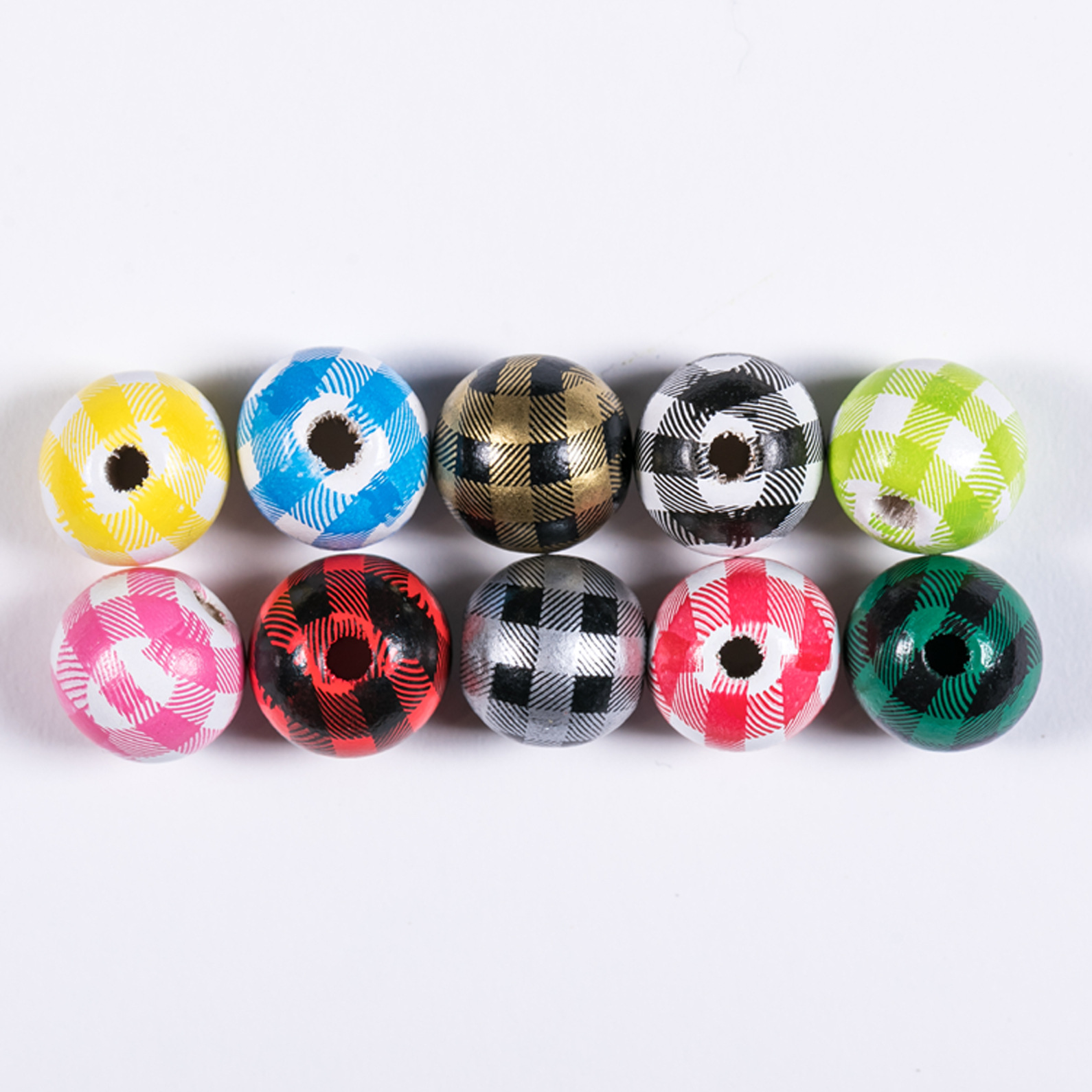 Spot 16mm color wooden beads Amazon children's beads lattice wooden beads loose beads wooden beads diy 2021.5 new product