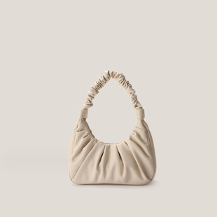 Soft Leather Women's Underarm Bag Women's Cloud Folded Bag Bagel Shoulder Crossbody Niche Texturized Korean Style 2023 Autumn and Winter