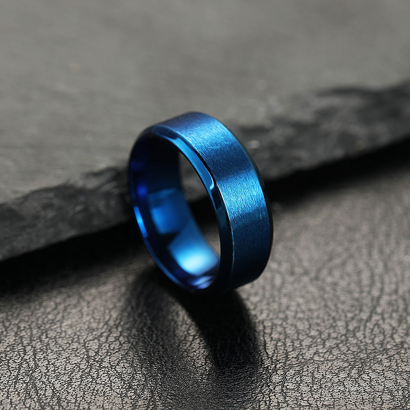 European and American cross-border stainless steel ring men's 8mm fashion simple matte wide-faced titanium steel jewelry manufacturers wholesale