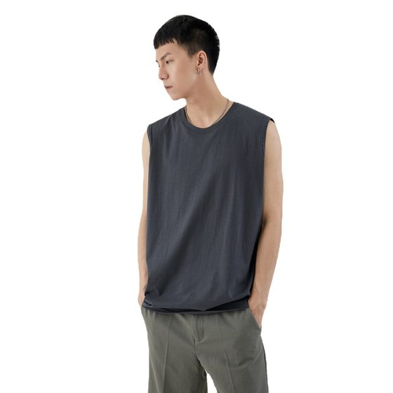 Also men's simple basic sleeveless bottoming shirt 2023 Summer new solid color cotton men's vest wholesale
