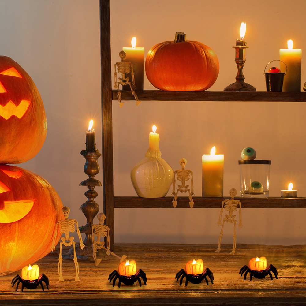 Halloween Decoration Pumpkin Lamp Ornaments LED Electronic Candle Lamp Party Supplies Layout Props Spider Nightlight