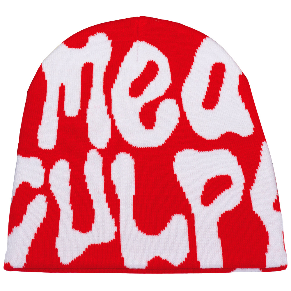 Bean Hat Autumn and Winter Cross-border Foreign Trade Meaculpa Knitted Hat Pullover Multicolor Letters European and American Men and Women Adult Wool