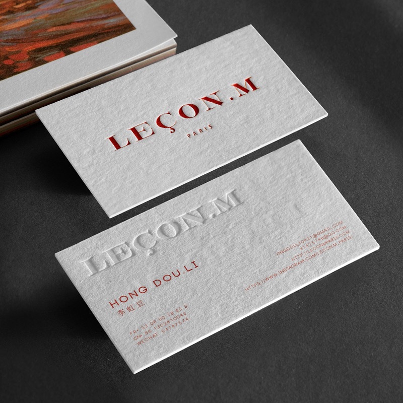 High-end cotton paper business card concave wiping golden edge design gilding concave-convex special paper special-shaped card edge wiping color