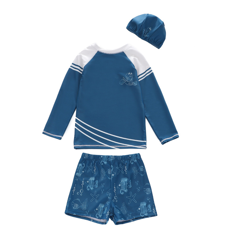 ins Children's Suit Split Long Sleeve Swimsuit 2023 Boys' Small Medium Large Children's Large Boxer Swimwear Wholesale