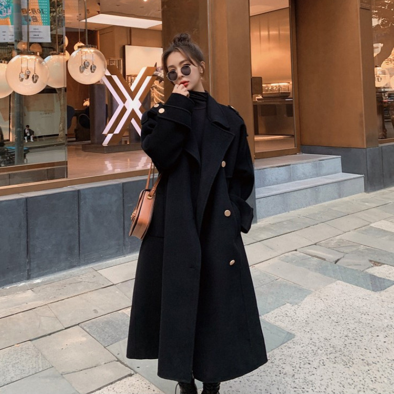 Hepburn Wind Coat Women's Winter Thickened Fashionable Elegant Popular Korean Loose Double-breasted Woolen Coat Trendy_voghion.com