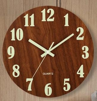 8 inch luminous wood grain wall clock wooden mute clock cross-border Amazon explosions luminous fluorescent wall clock clock