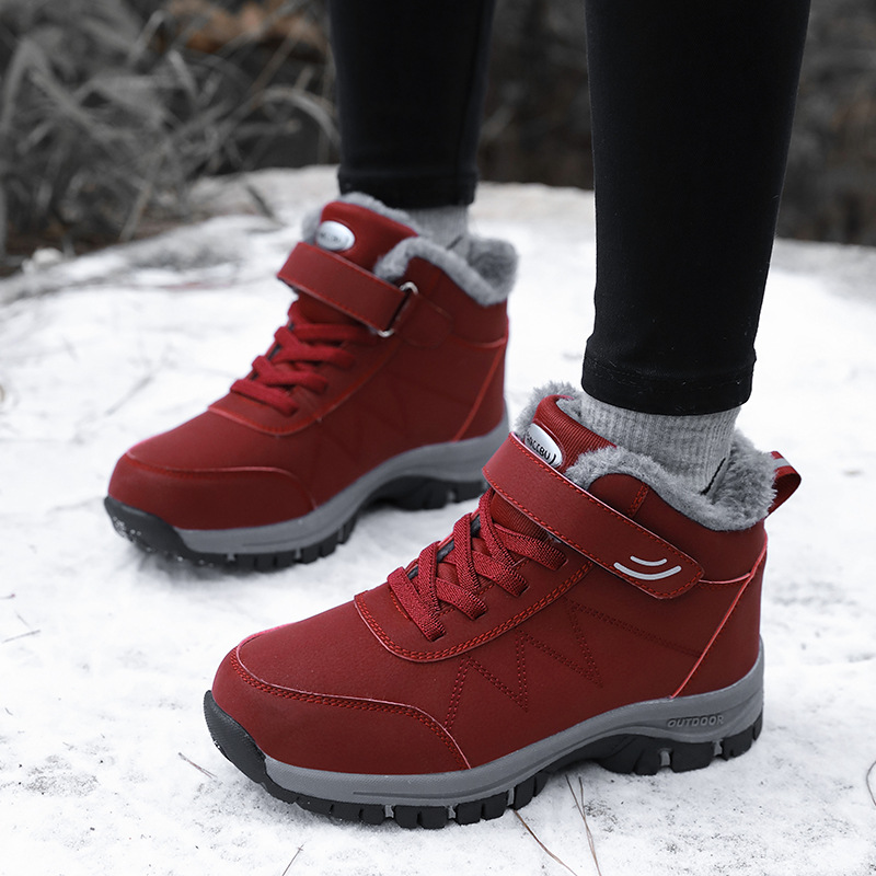 Winter Velvet Middle-aged and Elderly Walking Shoes Women's High-top Cotton Shoes Non-slip Warm Hiking Shoes Women's Snow Boots