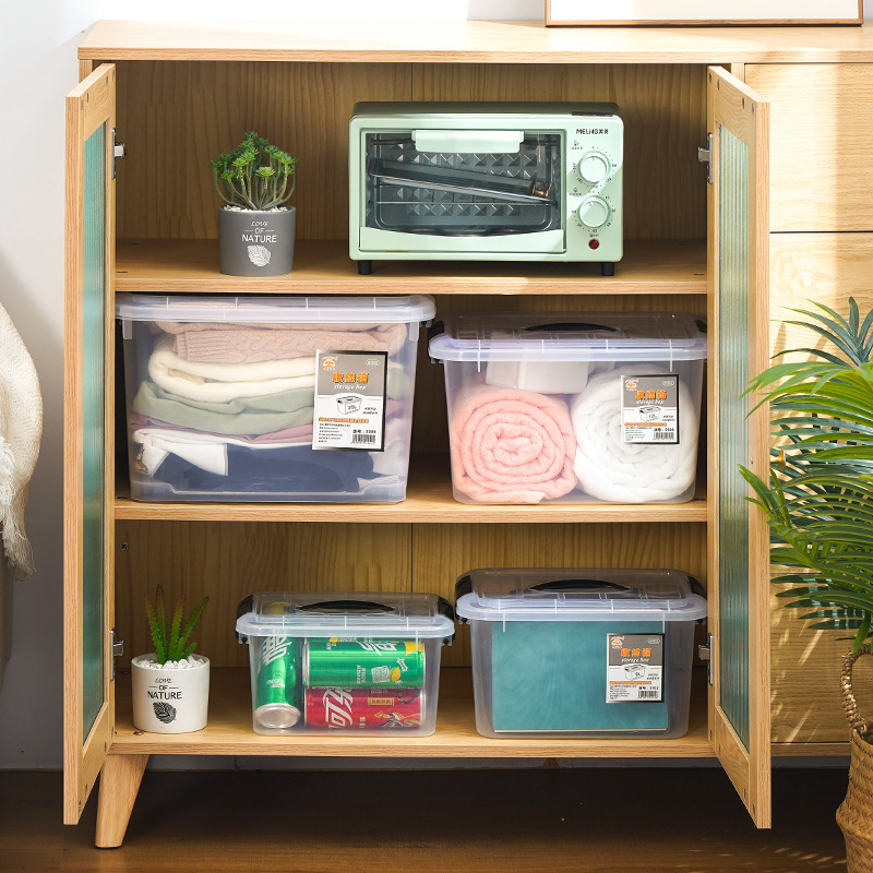 Plastic storage box transparent storage box sundries clothes toy finishing box with lid car portable storage box wholesale
