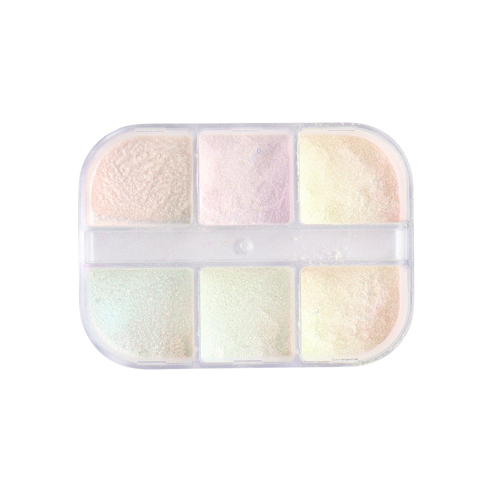 Cross-border new nail glitter 6 grid Aurora powder nail magic color shell powder magic mirror powder nail jewelry nail