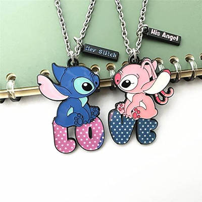 Cross-border Amazon New European and American Personality Creative Stitch Angel Good Friends Couple Stitching Necklace