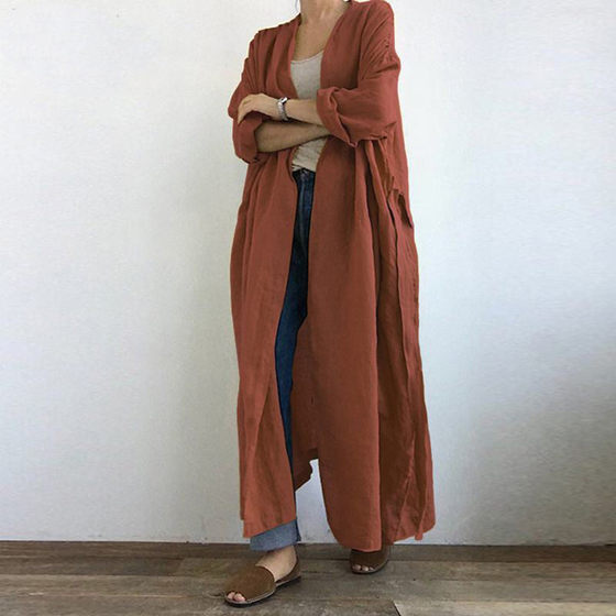 Cross-border Autumn New Casual Long-sleeved Shirt Dress All-match Long Coat Jacket