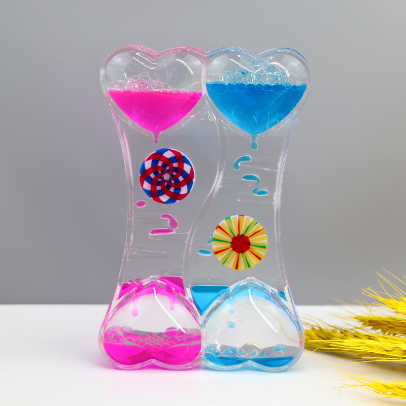 Two-color oil spill toy dynamic decompression oil drop hourglass Crafts desk ornaments student gifts graduate children