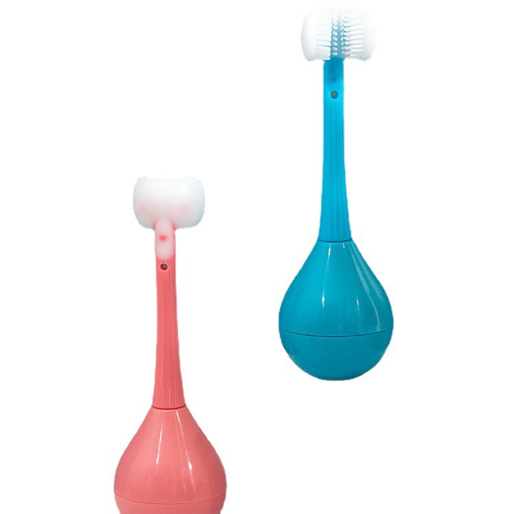 Tumbler Toothbrush Three-sided Children's Baby U-shaped Toothbrush Silicone Toothbrush with 2-12 Year Old Treasure Cleaning Toothbrush