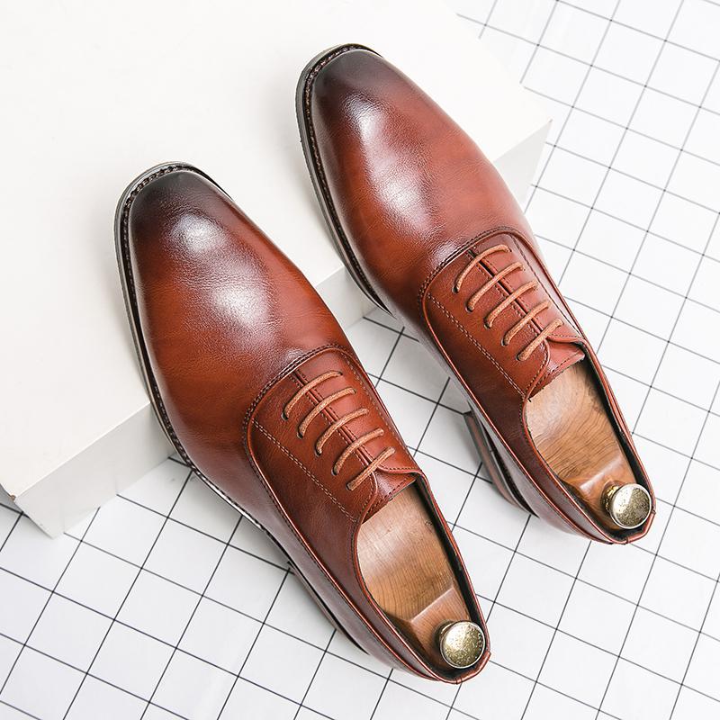 2023 New Fashion Casual Wholesale Trendy Shoes Low Heel Men's Black Small Leather Shoes Cross-border Large Size Pointed Toe Leather Shoes