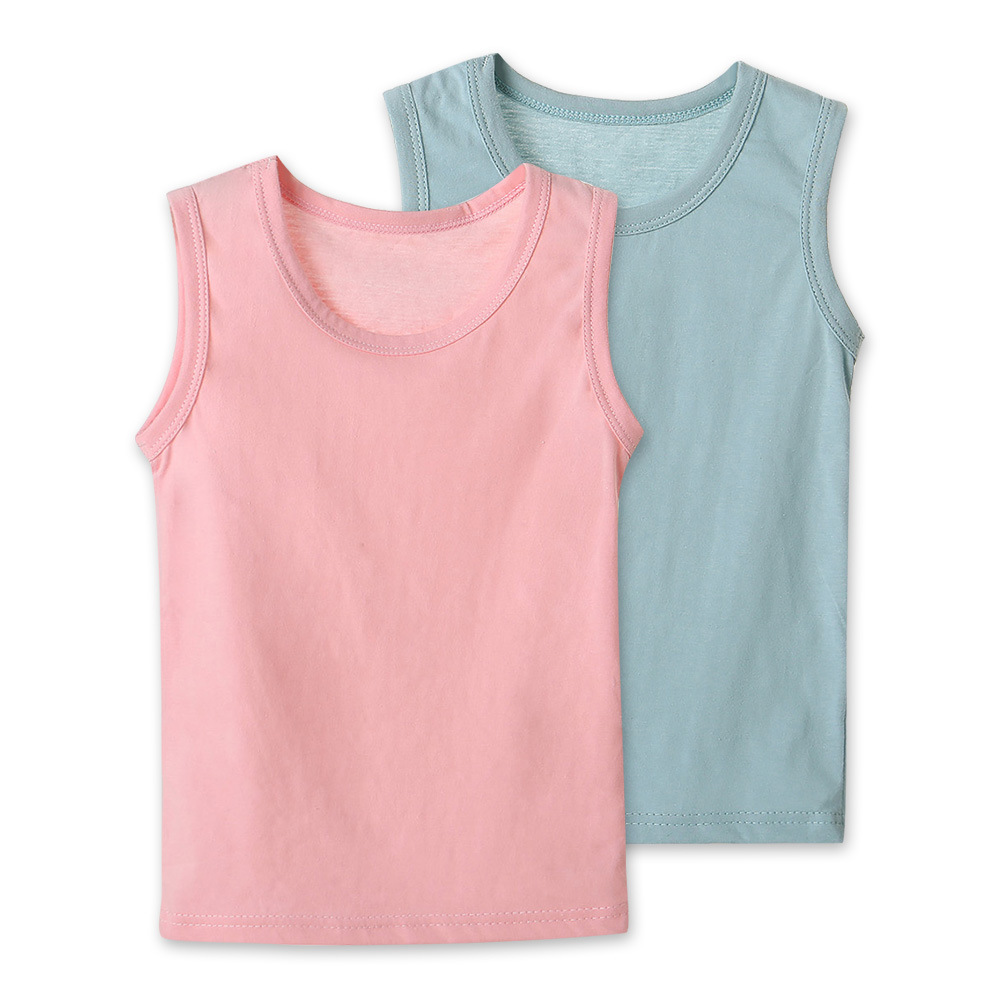 Children's Solid Color Cotton Vest for Summer 2023 Children's Candy-colored Sleeveless I-shaped Vest Baby's Base Underwear