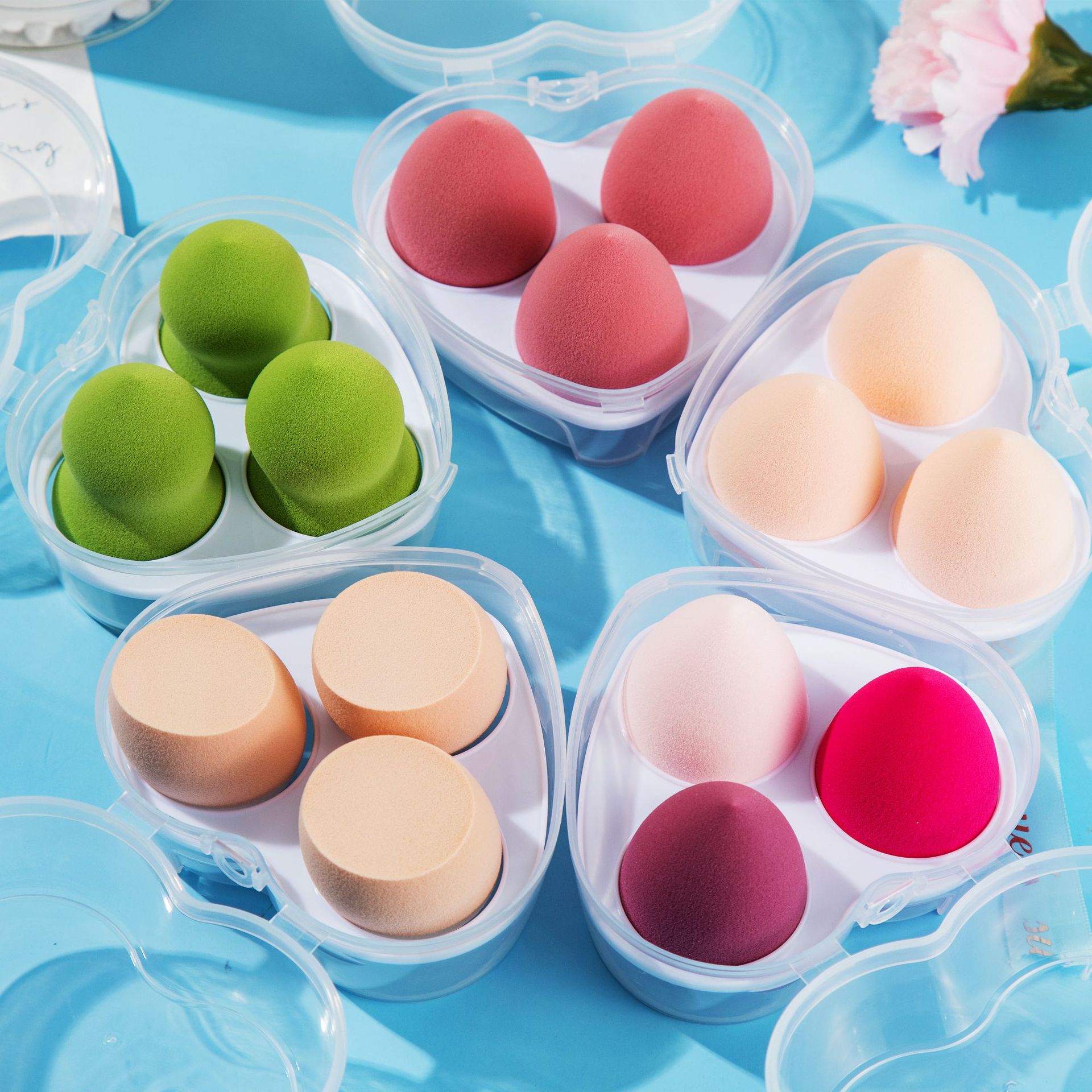 Love Shape Beauty Makeup Egg Three Pack Box Beauty Makeup Egg Enlarges in Water Makeup Egg Soft Gourd Powder Puff Sponge