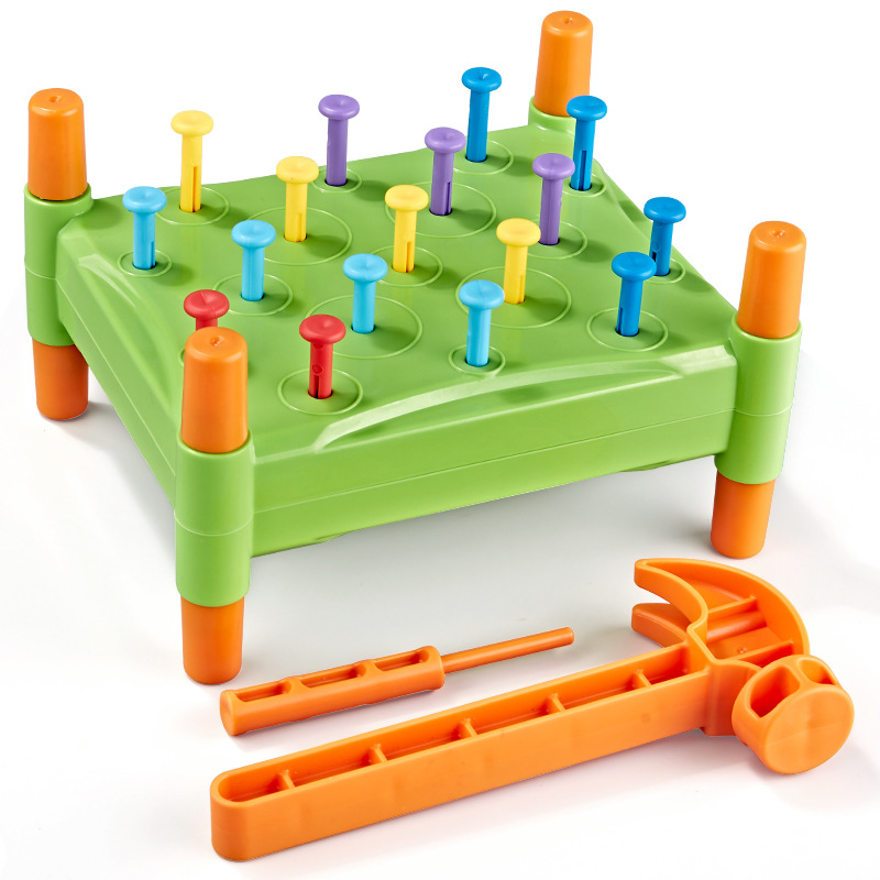 Montessori teaching aids Montessori Early Education puzzle nail hammer pile table toy children's concentration training