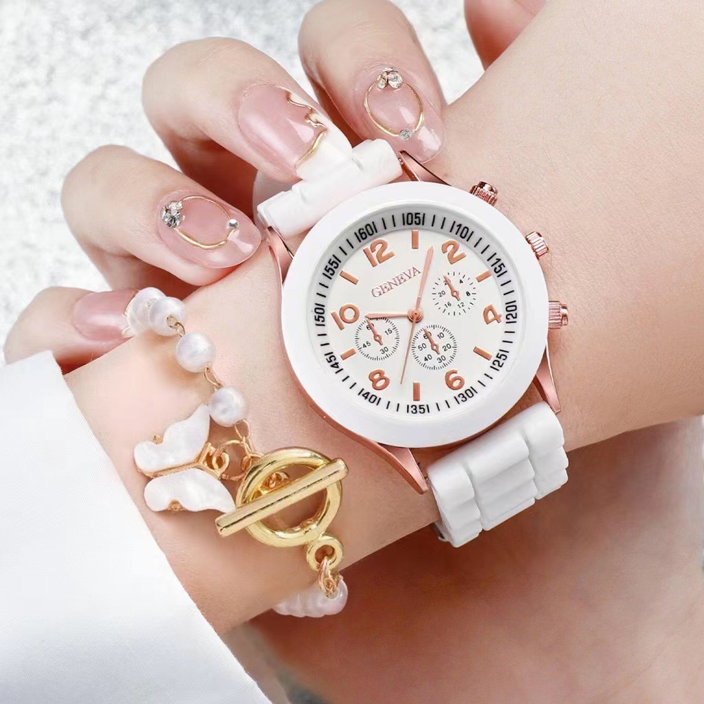 White Watch OT Buckle Butterfly Bracelet