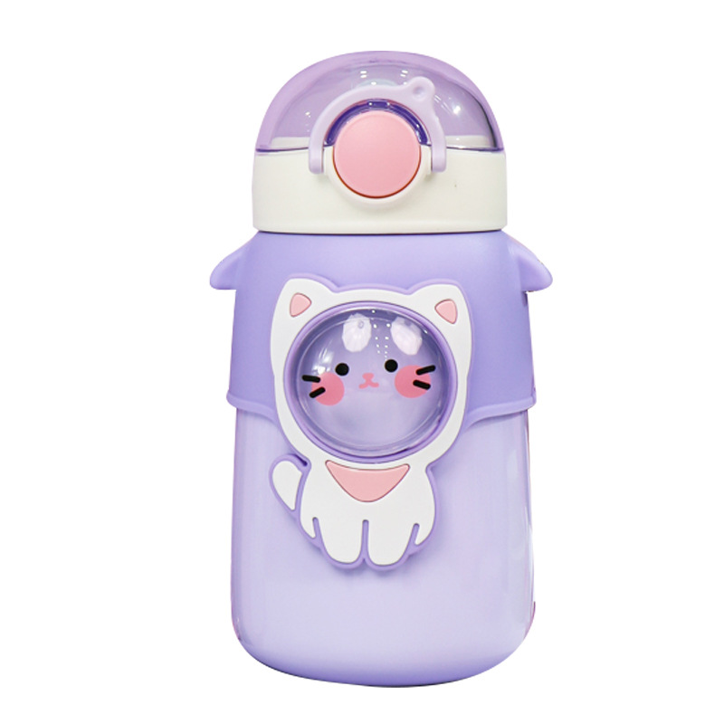 New cute high-value cartoon with straw belly thermos 316 stainless steel Children's strap insulation water Cup