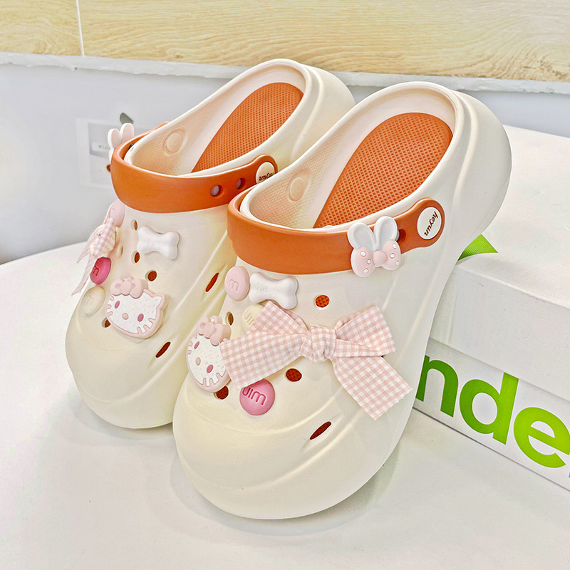 Women's hole shoes for outdoor wear new thick-soled cute cartoon poop feeling home outdoor beach shoes sandals for women