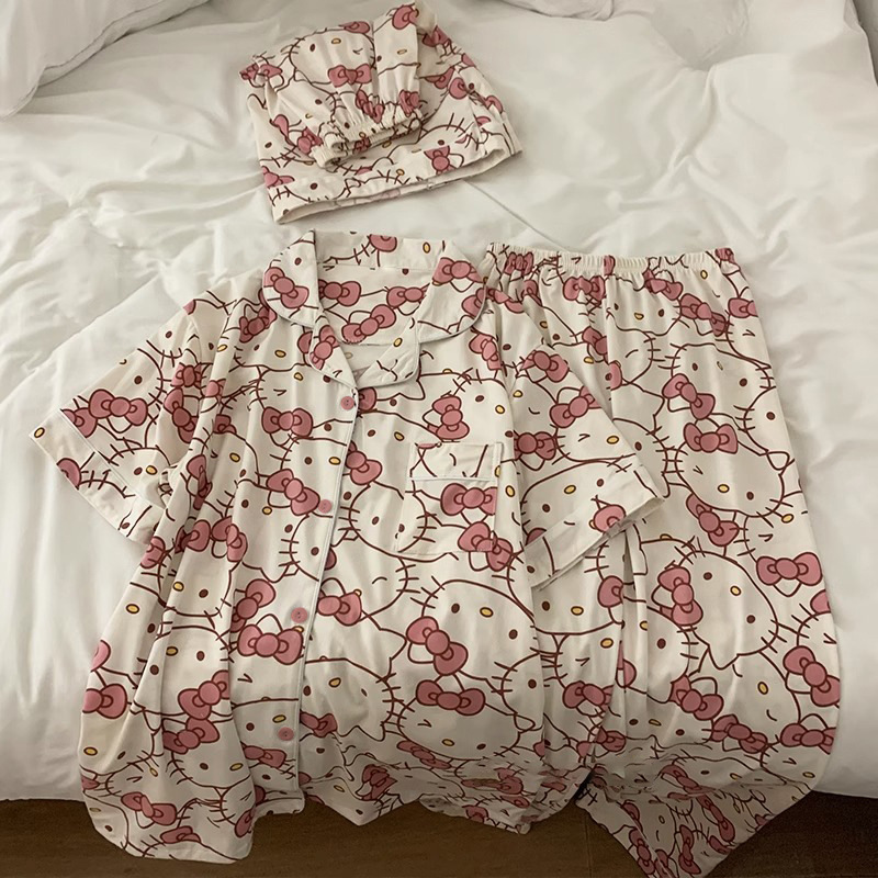 New Ins Style Hello Kitty hellokitty Home Clothes Pajamas Winter Women's Cute Sweet in stock Wholesale