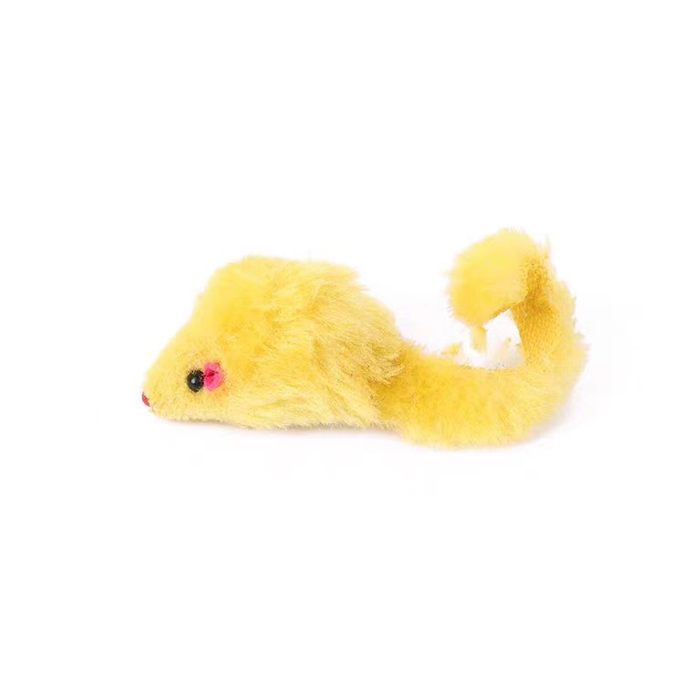 Cat Toy Solid Color Voice Plush Simulation Mouse Baby Cat Funny Rabbit Fur Fake Mouse Pet Self-Hi Artifact