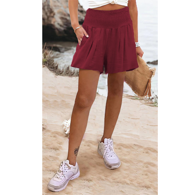 Independent station Amazon European and American hot selling women's clothing 2022 solid color high waist shorts casual pants