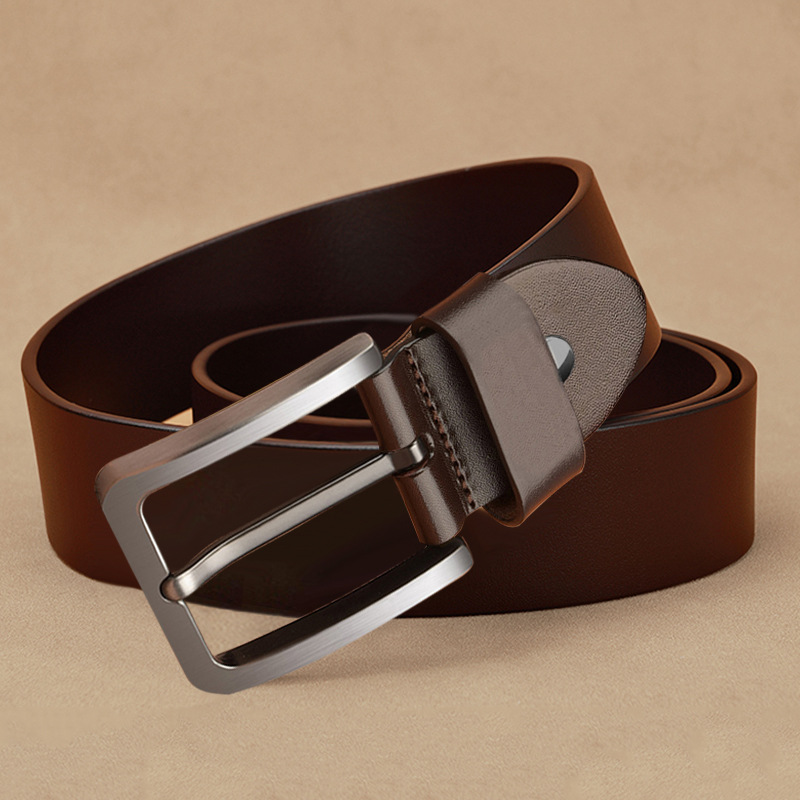 Belt Men's Genuine Leather Casual Simple Pin Buckle Cowhide Belt Fashionable Trousers Belt Men's Business All-match Men's Pants Belt