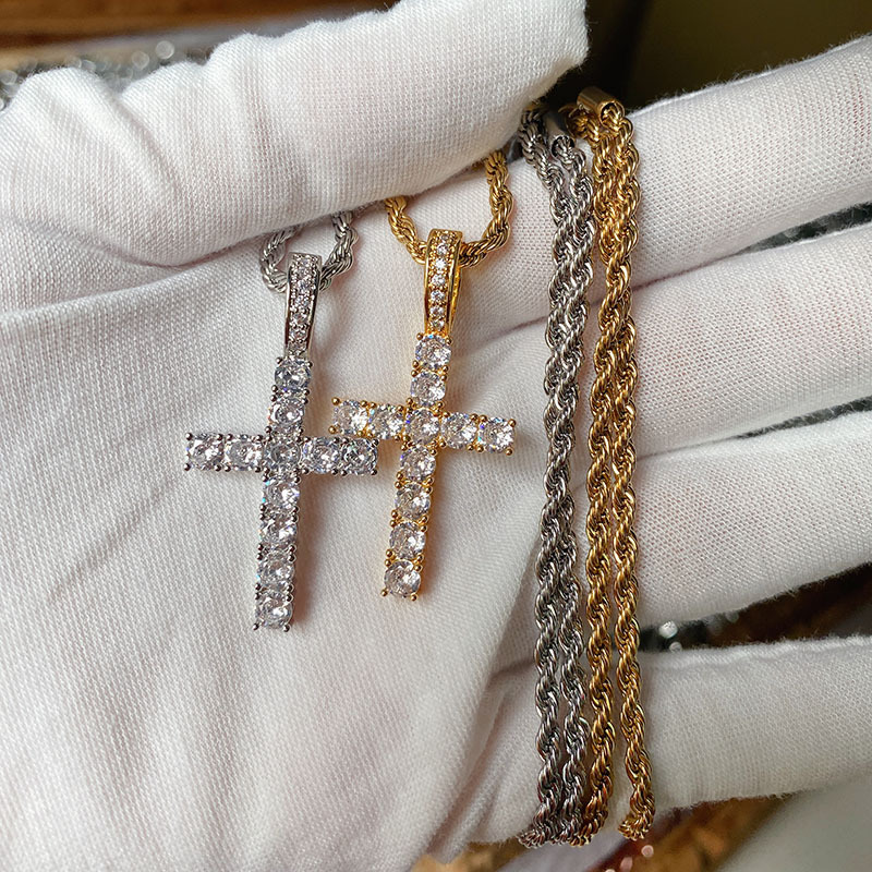 American Style Twist Chain Cross Men's Simple Jewelry Casual Pendant Hip-Hop Necklace Pendant Men's Explosive Cross