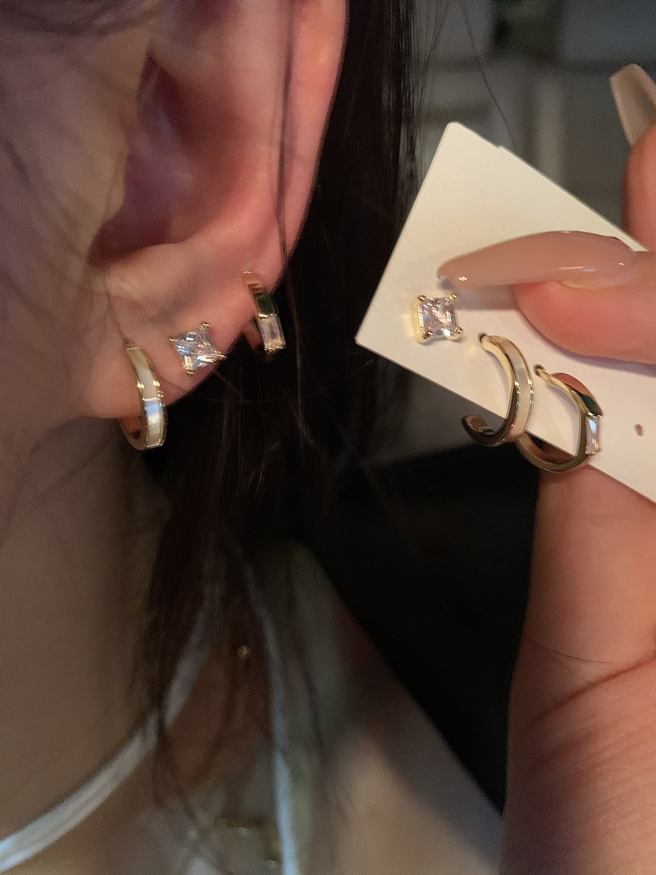 6件套 ！店主超推！精緻套裝耳環女小眾設計感耳飾女高級感耳釘女