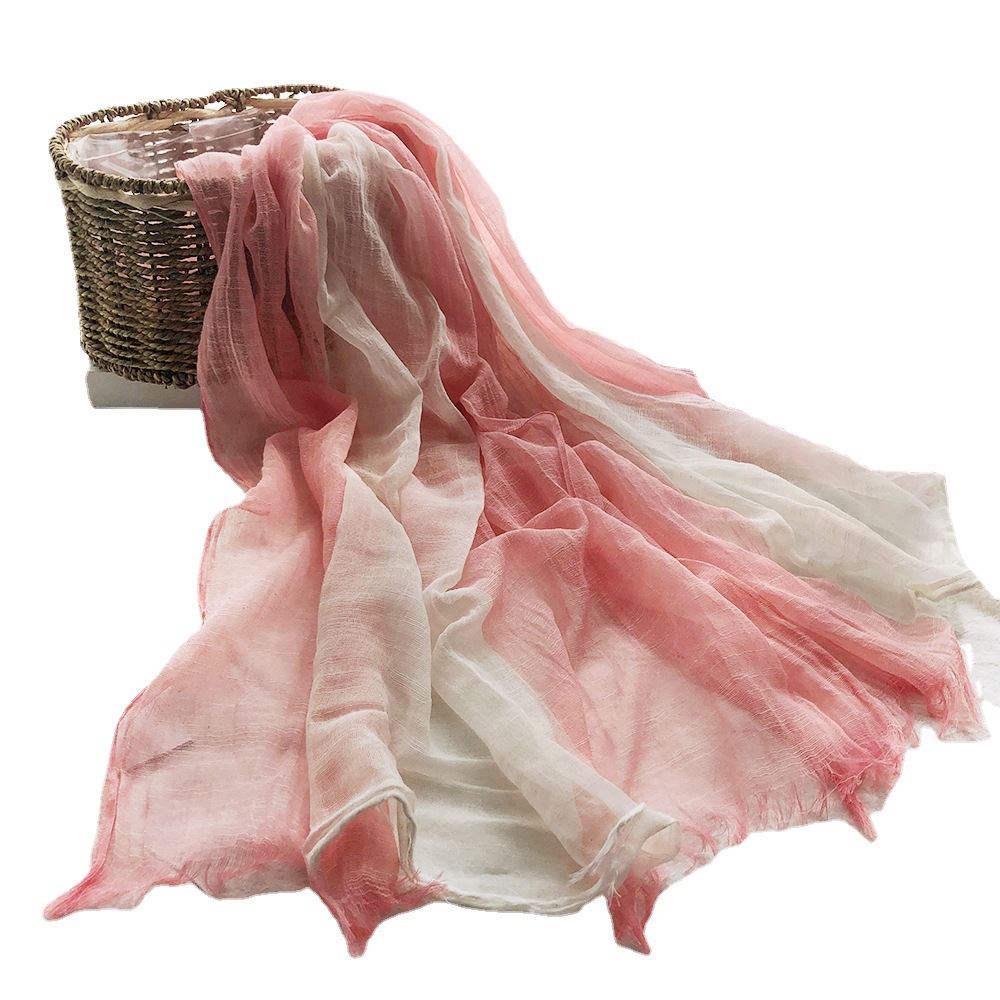 Thin foreign trade scarf shawl wholesale new cotton and linen scarf women's solid color sunscreen muslim gauze scarf turban