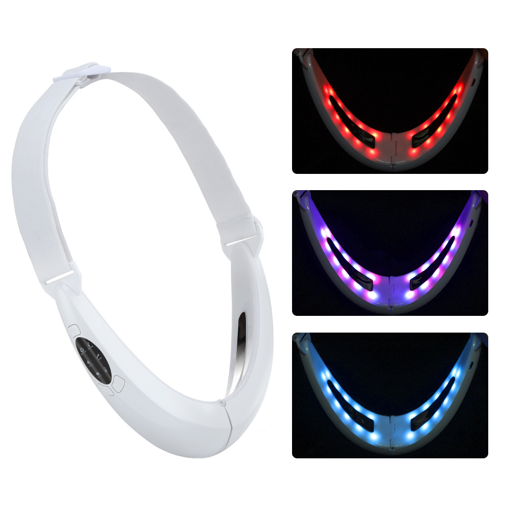 Cross-border explosive thin face meter EMS micro-current red and blue light intelligent V face meter lifting vibration massage instrument beauty instrument