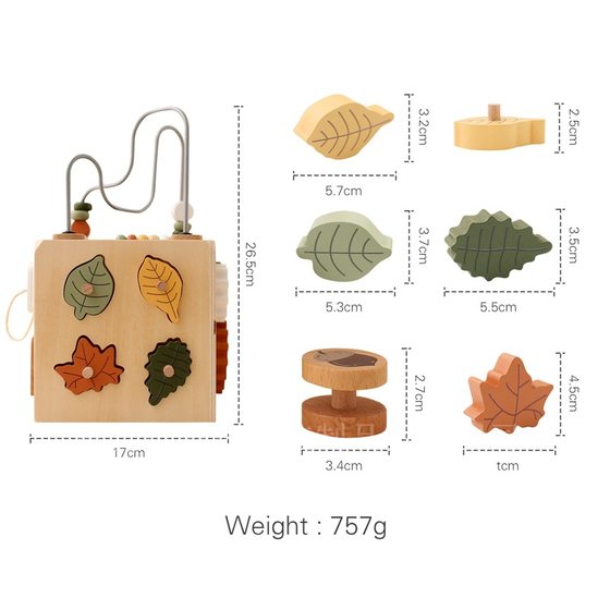 Amazon new round bead shape matching five-in-one toy wooden busy box children's educational cognitive toys