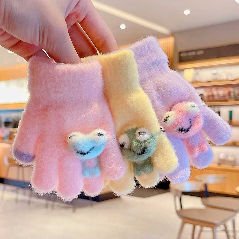 Winter New Baby cute plush warm baby gloves children's five finger cover 0-3 boys and girls 1 year old 2 years old