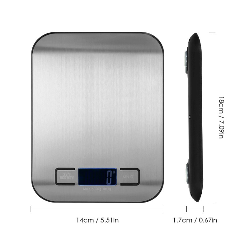 Kitchen Electronic Scale Baking Scale Kitchen Scale Portable Food Scale Commercial Mini Gram Scale 5kg Stainless Steel Bench Scale