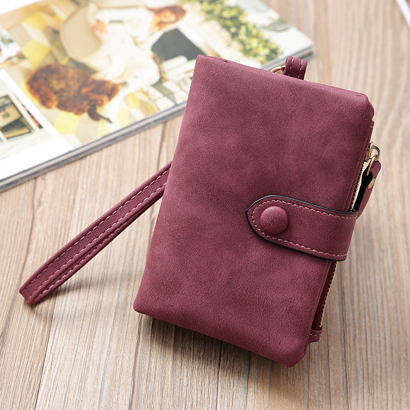 Korean Style Fashion Women's Wallet Clutch Bag Three-fold Fashion Women's Bag Multi-card Sit Frosted Short Wallet Coin Purse