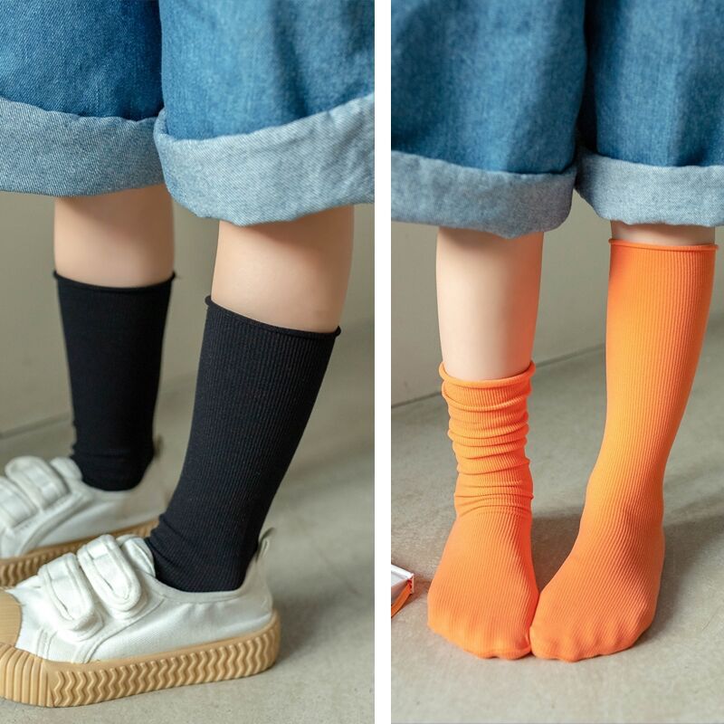 Children's Ice Socks Spring and Summer Thin Girls Piled Korean Fashionable Women's Summer Velvet Curled Mid-length Socks New Products