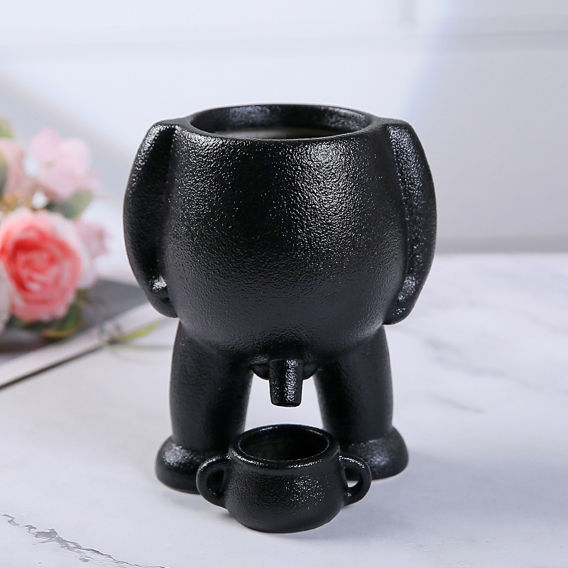 One Piece Free Shipping Simulation Fleshy Ceramic Flower Pot Living Room Creative Human Vase Decorations Green Plant Desktop Small Ornaments