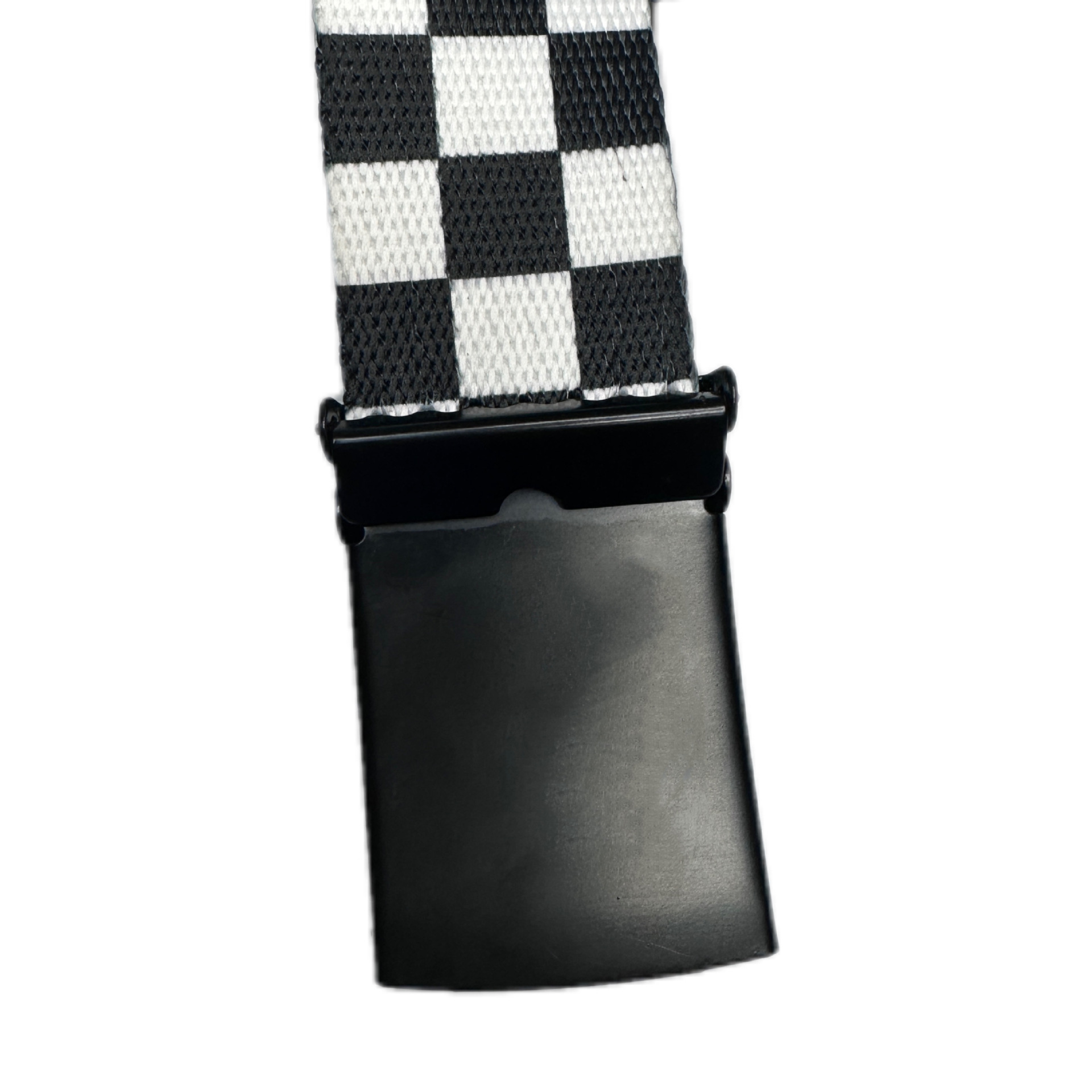 Black and white chessboard Plaid automatic buckle canvas belt trendy simple personality jeans belt men and women fashion style