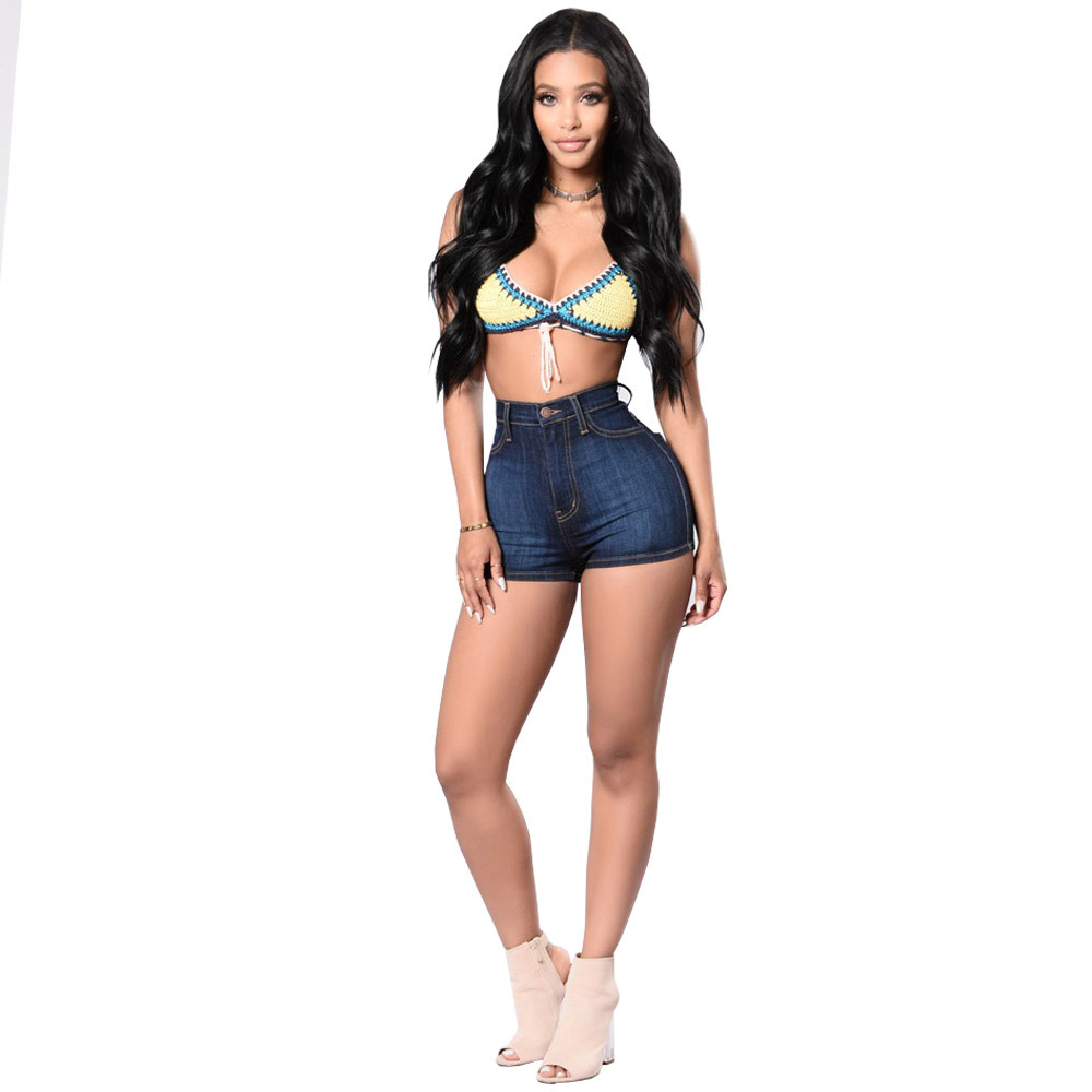 2025 summer European and American Amazon wish AliExpress eBay blue women's denim shorts wholesale