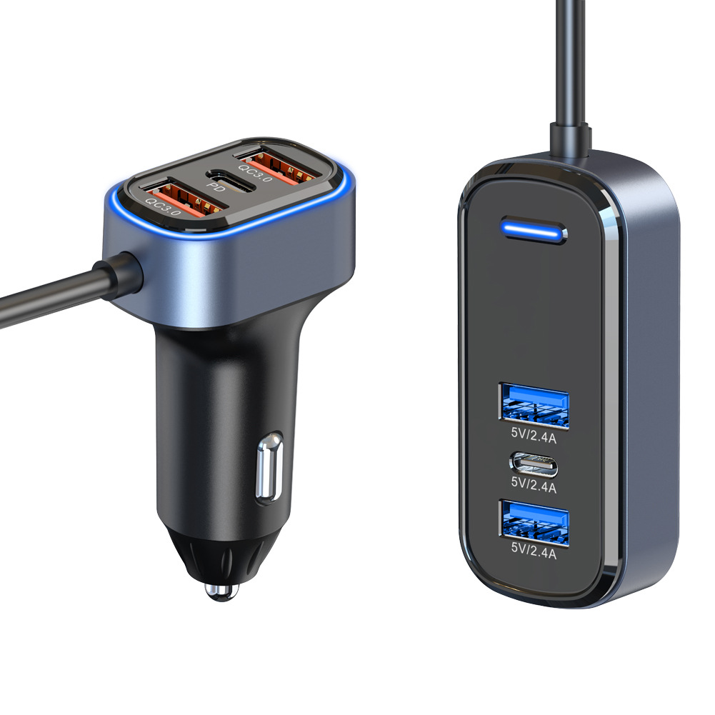 Car charger super fast charging one drag six front and rear seats multi-port output charging car charger fast charging manufacturers