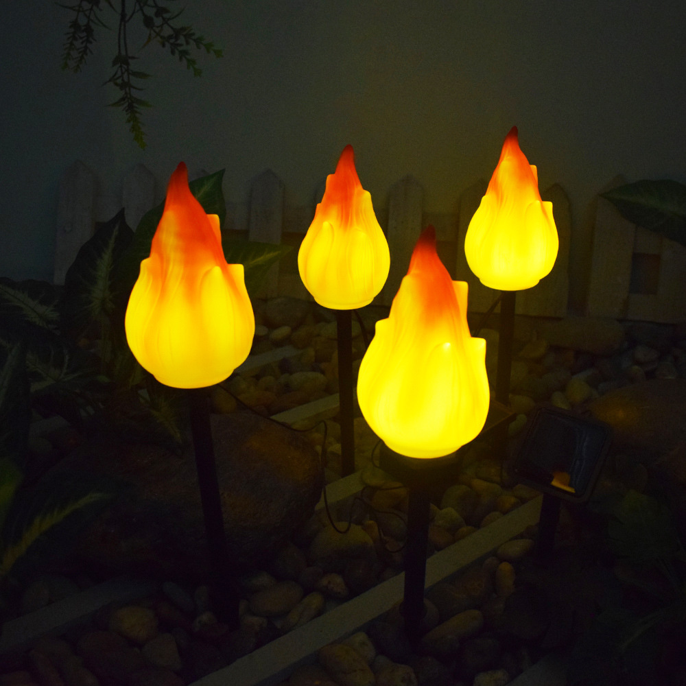 New Solar Outdoor Garden Light Plastic Flame to Insert Atmosphere Range Camping Light Decorative Landscape