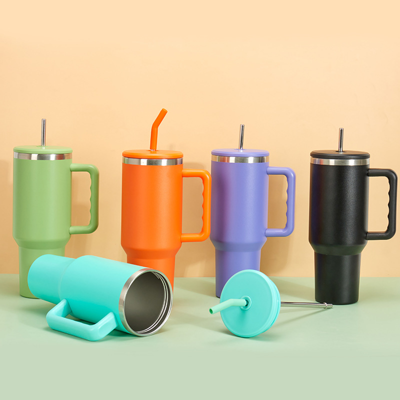 Cross-border vacuum 304 stainless steel ice king cup third generation 40oz portable straw cup sports insulation car cup 